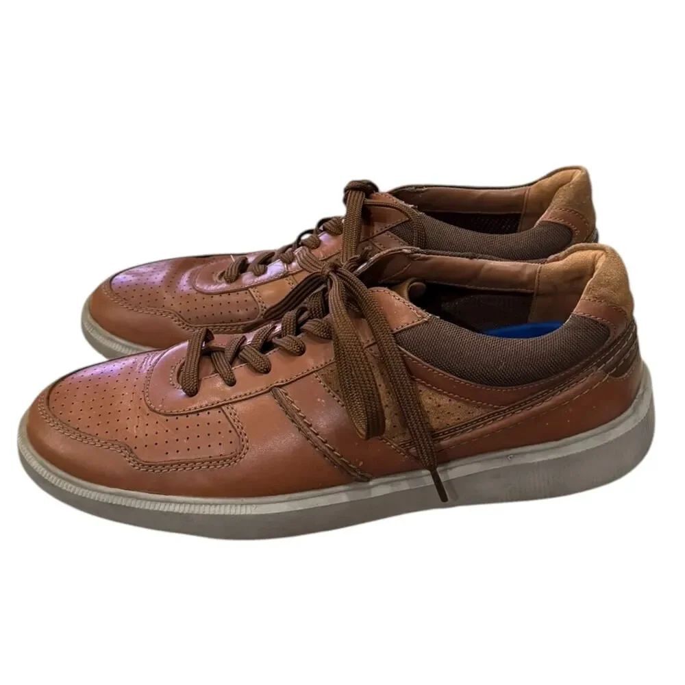Clarks Men’s Cambro Race Tan Combi Leather Low Top Fashion Sneakers 11.5